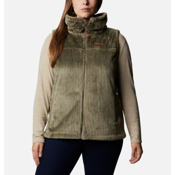 Columbia Ženske Prsluci - Fire Side Sherpa Plus Size Sive Zelene Prugice | FLRS-72381